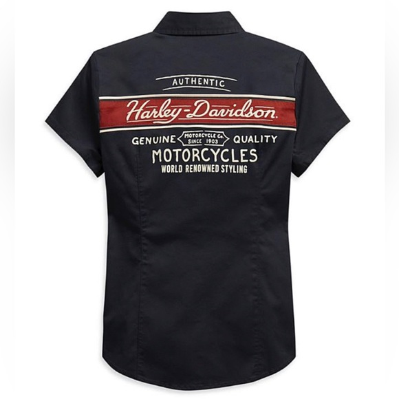 Harley-Davidson Women's Button-Front Short Sleeve Shirt Size -x small - Picture 2 of 3